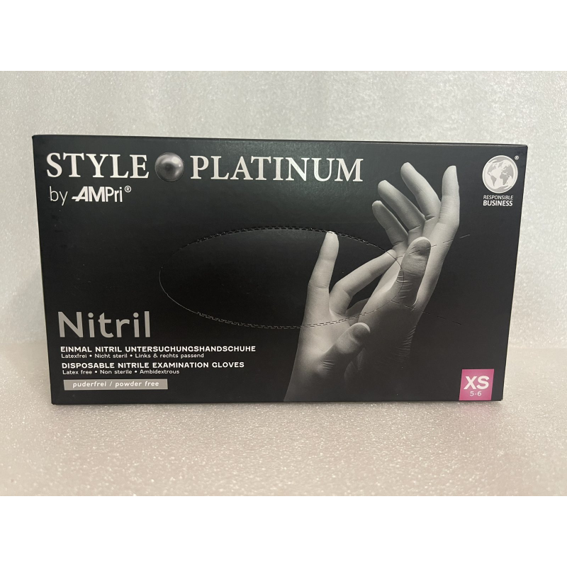 Рукавички нітрилові Style Platinum Grey - 50 пар, розмір XS (без пудри), сірі, 3,8 г