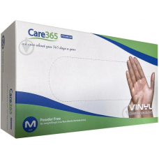 Рукавиці вінілові без пудри Care365 Vinyl Examination розмір M (100 шт.)