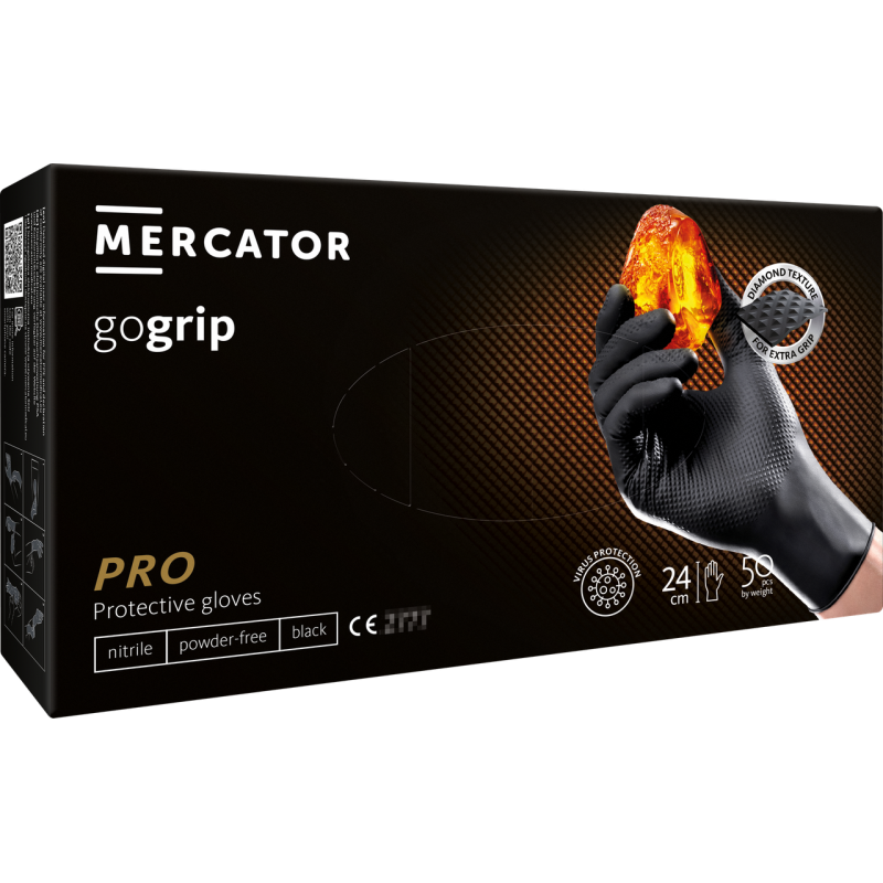 Рукавички нітрилові неопудрені MERCATOR® gogrip black L 50шт