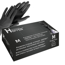 Нітрілові Hoffen Мedical black нестерильні текстуровані без пудри р.M