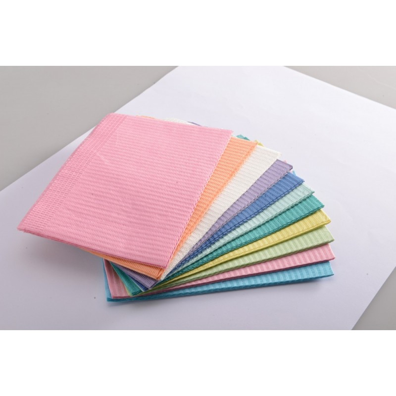 Серветки - нагрудник медична 3-х шарова 33*44 см (50 шт. в пачці) колір різнобарвний