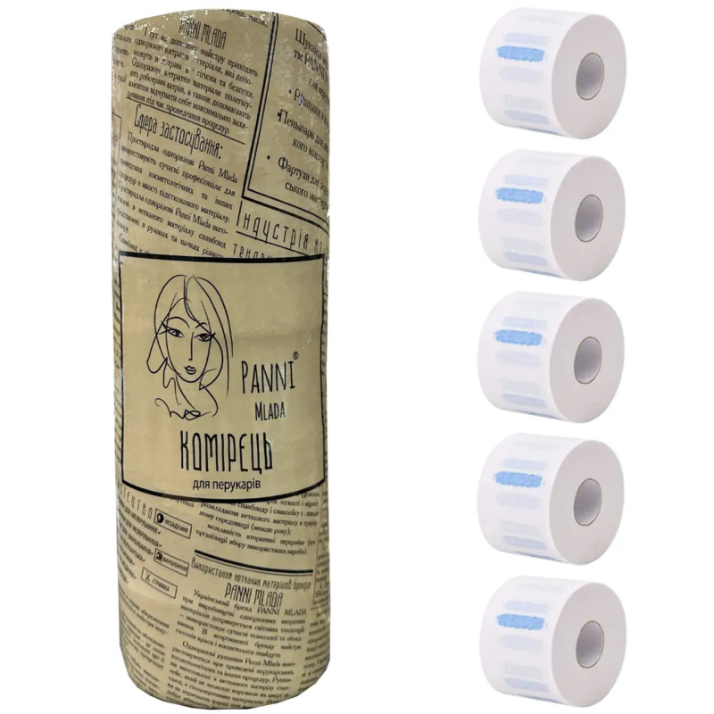 Комірці одноразові Panni Mlada еластичні паперові, білі 5 рулонів по 100 шт.