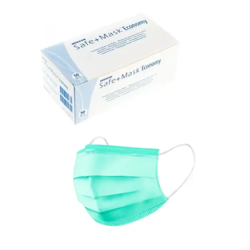 Маски медичні одноразові нестерильні, зелені 50шт medicom