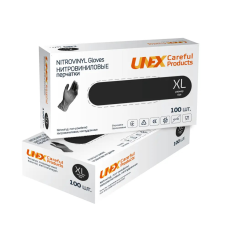 Рукавички нітровінілові Чорні Unix розмір XL 100 шт./пач.6гр
