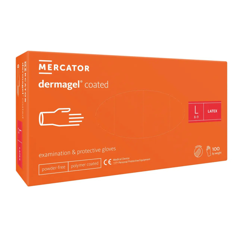 Рукавиці латексні Mercator Medical Dermagel Coated L Білі 100 шт