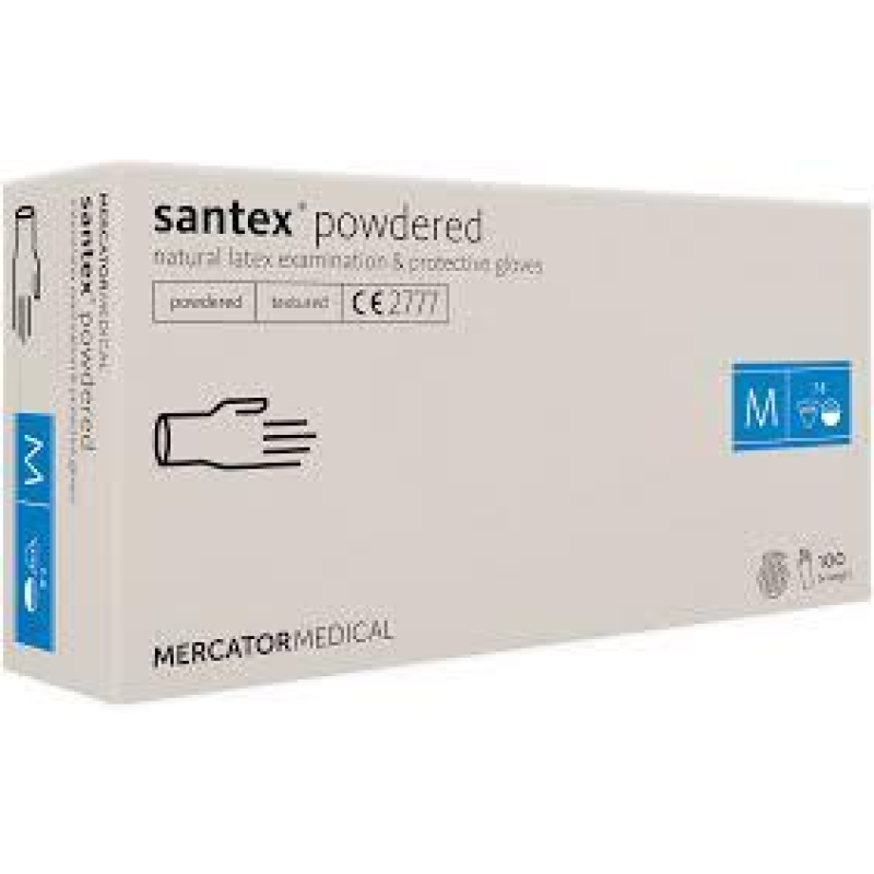 Рукавички латексні припудрені Santex Mercator Medical М (100 шт)