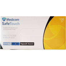 Рукавички оглядові вінілові нестерильні без пудри SafeTouch® Чорний, розмір L