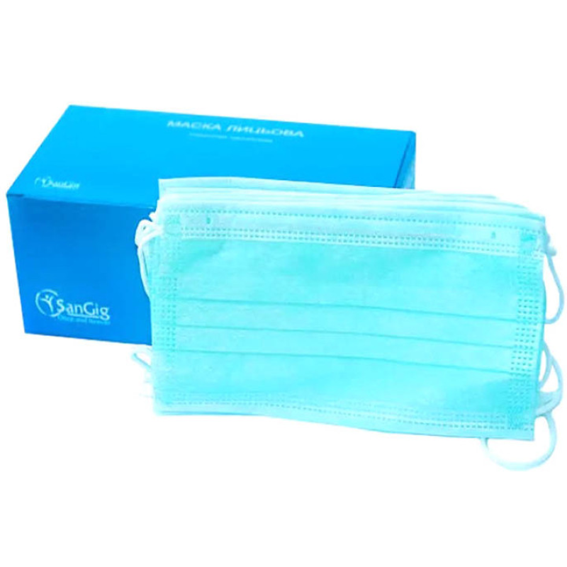 Маски медичні нестерільні SanGig Блакитні - 50 шт