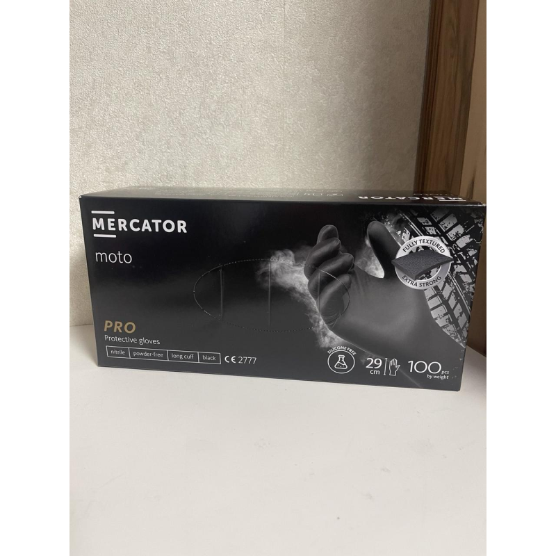 Супер міцні рукавички нітрилові Moto Mercator Ideall Nitrile,XL щільність 9.3 г. - чорні (100 шт)