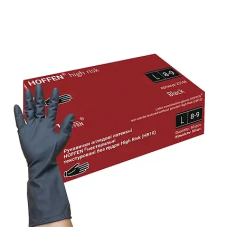 Рукавички L (8-9) Hoffen High Risk Чорні латексні підвищеної міцності (25 пар уп)
