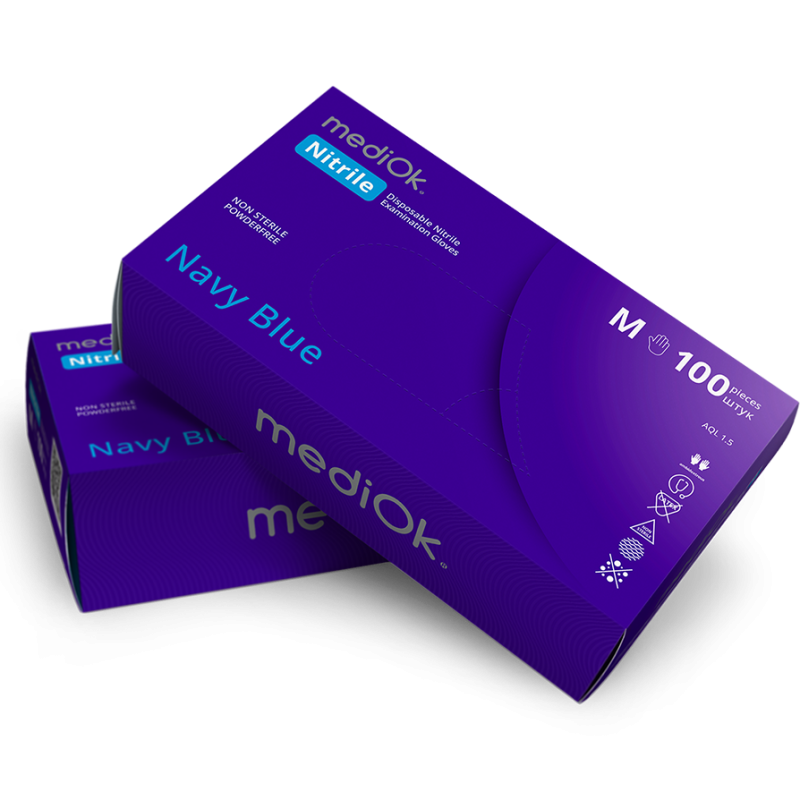 Рукавички нітрилові міцні 4,2 гр. mediOK Navy M темно-сині 100шт