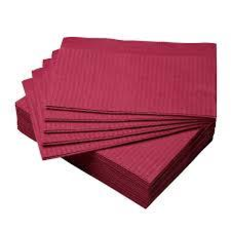 Серветки - нагрудник медична 3-х шарова 33*44 см (50 шт. в пачці) колір бордовий