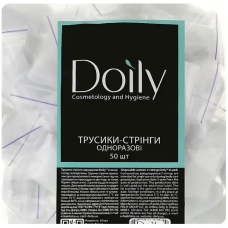Трусики - стрінги одноразові Doily (Дойлі) у пакеті, 40 м/г2, м“ятні, 50 шт/уп білого кольору