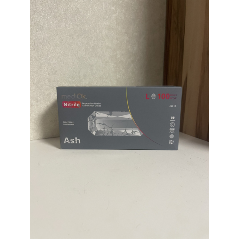Рукавички нітрилові MediOk by AMPri ASH (100 шт/50 пар) сірі, Сірий,L