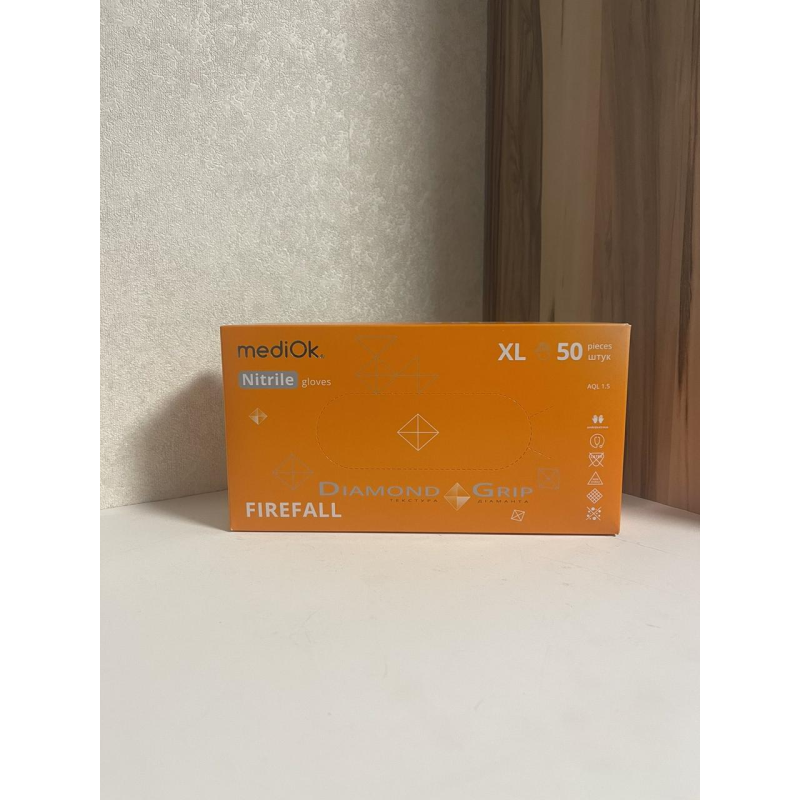 Рукавички нітрилові GRIP ORANGE розмір XL (щільність 8,6 г) підвищеної міцності неопудрені (25пар/1уп) Mediok Рукавички нітрилові GRIP ORANGE розмір XL (щільність 8,6 г) підвищеної міцності неопудрені (25пар/1уп) Mediok