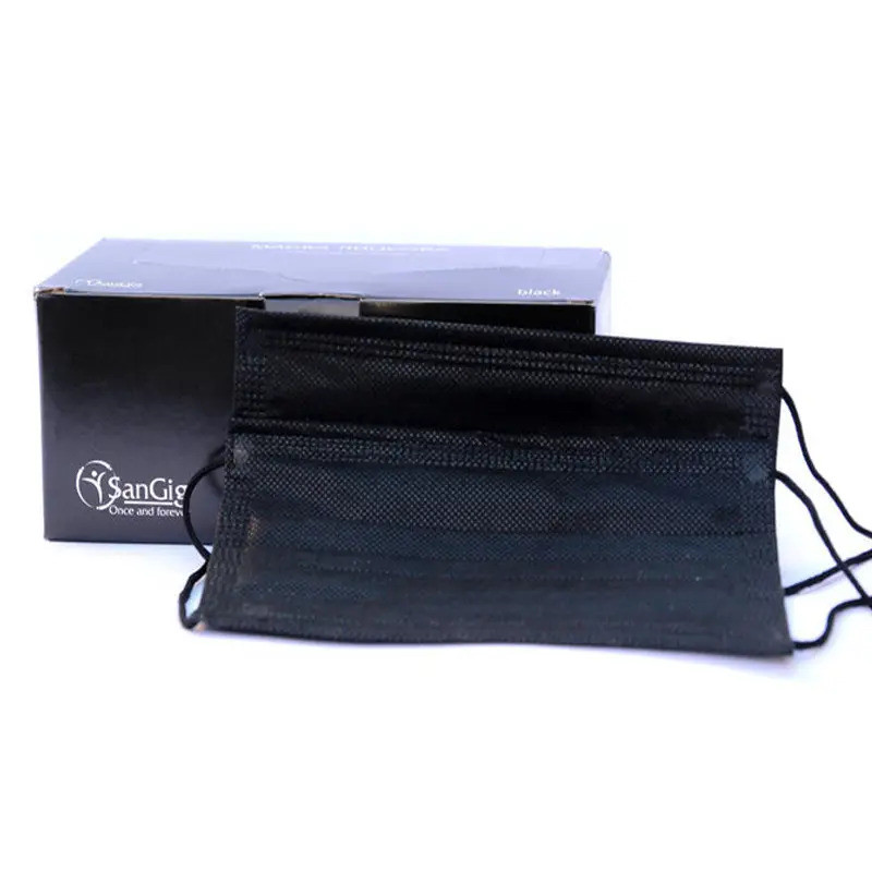 Маски медичні нестерильні SanGig чорні – 50 шт.