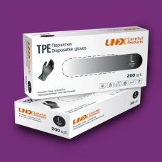 Рукавички одноразові TPE “UNEX“ / не припудрені / не стерильні / розмір-L/ 200 шт