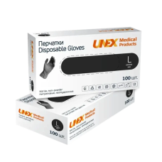 Рукавиці нітрилові чорні в уп 100 шт розмір L Unex