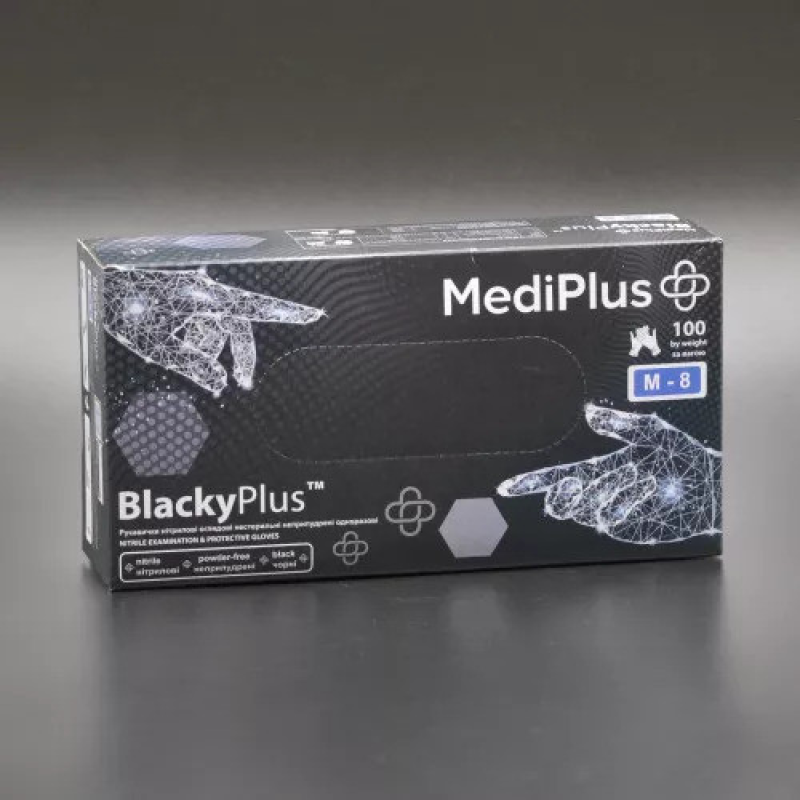 Рукавиці MediPlus BlackyPlus нітрилові M 100 шт. Чорні