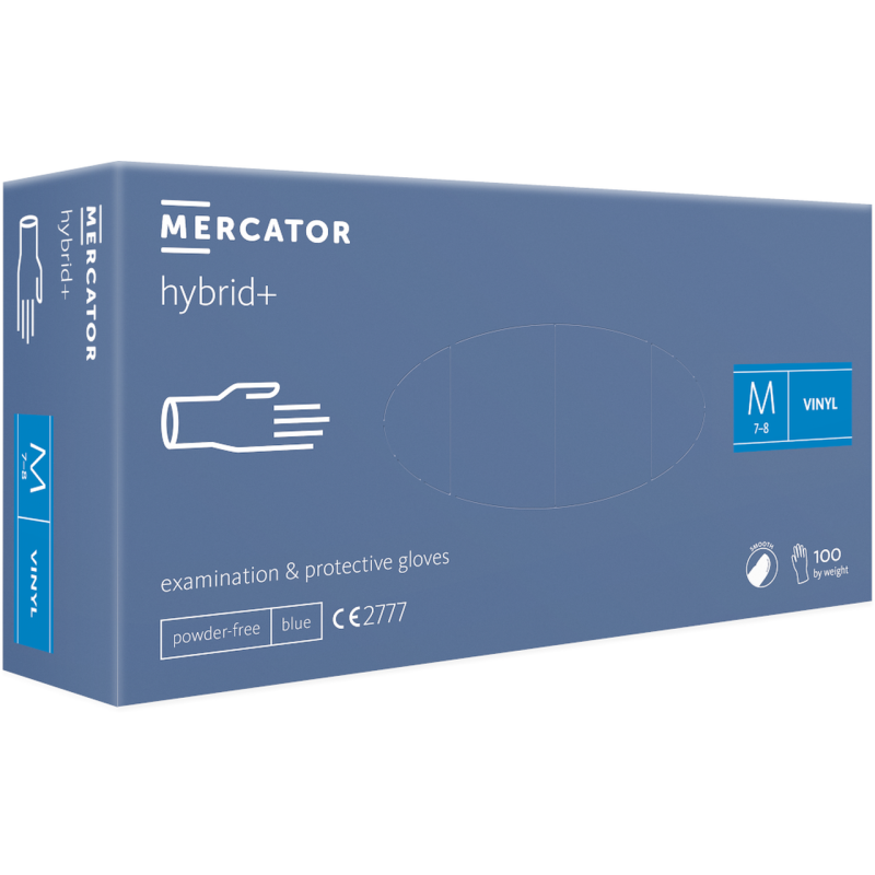 Рукавички оглядові захисні  MERCATOR hybrid + неприпудрені вінілові M 100 шт