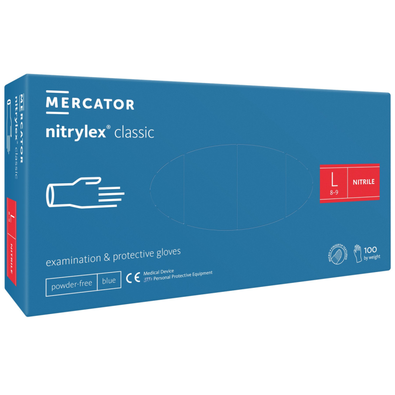 Рукавички нітрилові Nitrylex classic Mercator Medical L (100 шт)