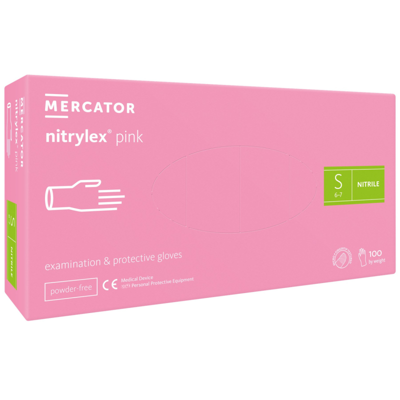 Рукавички нітрілові оглядові Nitrylex pink S Рукавички нітрілові оглядові Nitrylex pink S