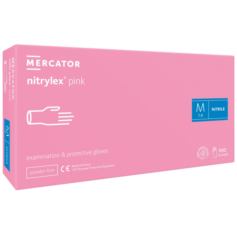 Рукавички нітрілові оглядові Nitrylex pink M Рукавички нітрілові оглядові Nitrylex pink M