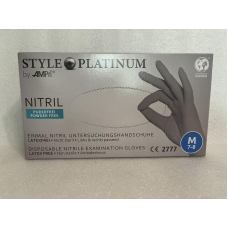Рукавички нітрилові Style Platinum Grey - 50 пар, розмір M (без пудри), сірі, 3,8 г